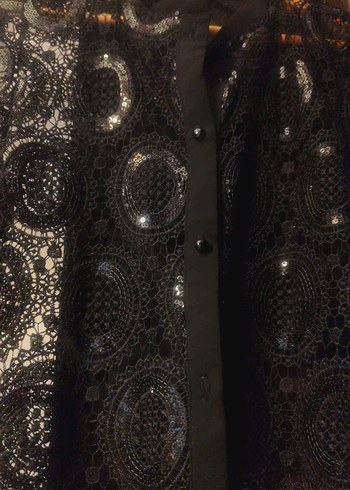 44 Beden Dantel Detaylı Siyah Gotik Kadın Bluz