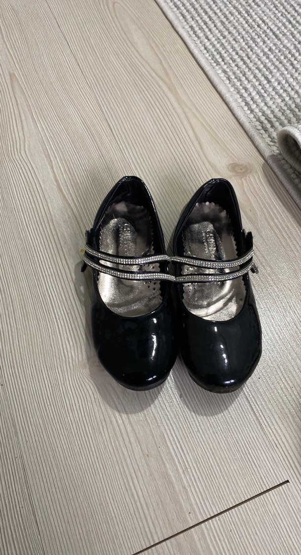 Kız Çocuk Siyah Yılan Desenli Tokalı Babet - Görsel 2