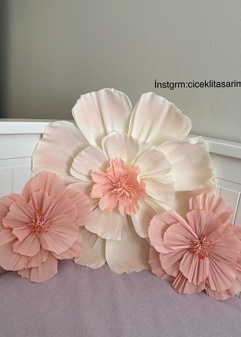 Pastel Pembe Büyük Kağıt Çiçekler - Görsel 2