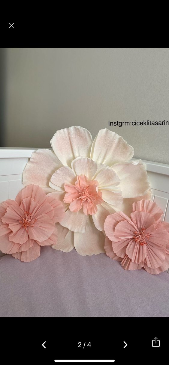 Pastel Pembe Büyük Kağıt Çiçekler - Görsel 2
