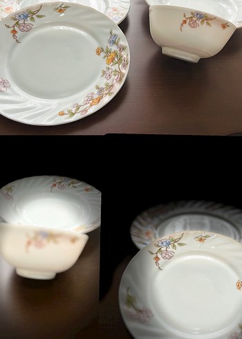 Paşabahçe Pastel Çiçek Desenli Beyaz Yemek Takımı