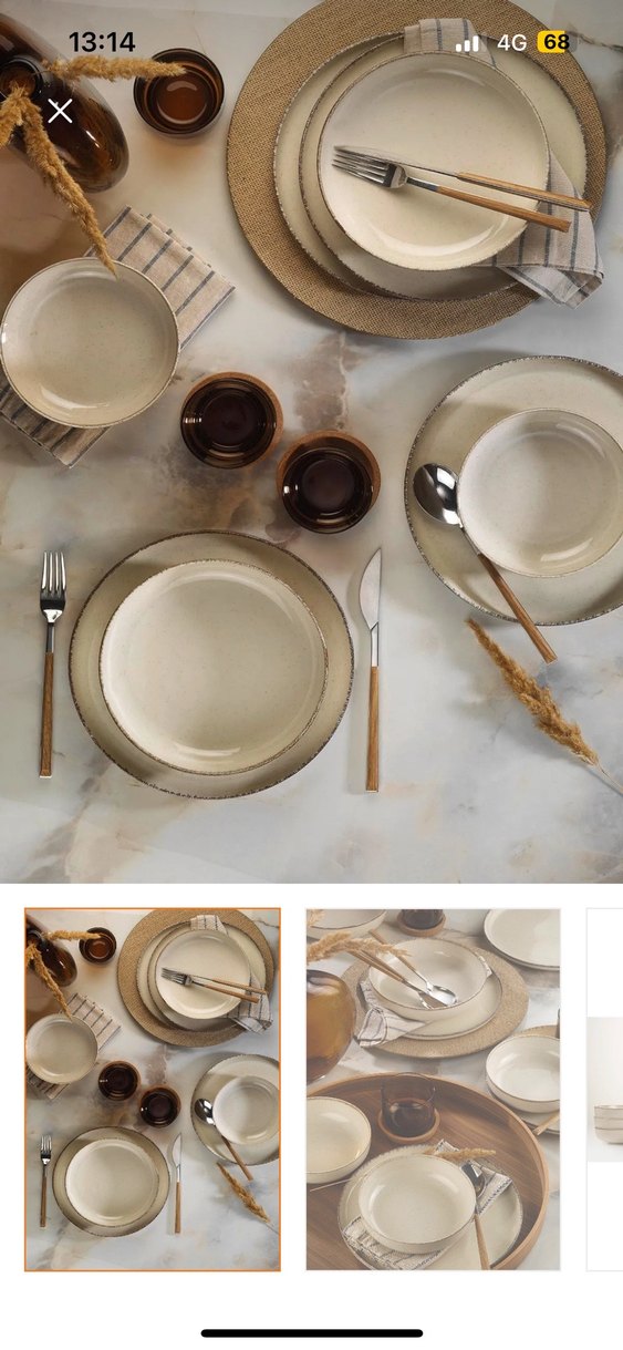 Açık Kahverengi Seramik Yemek Takımı - Görsel 3