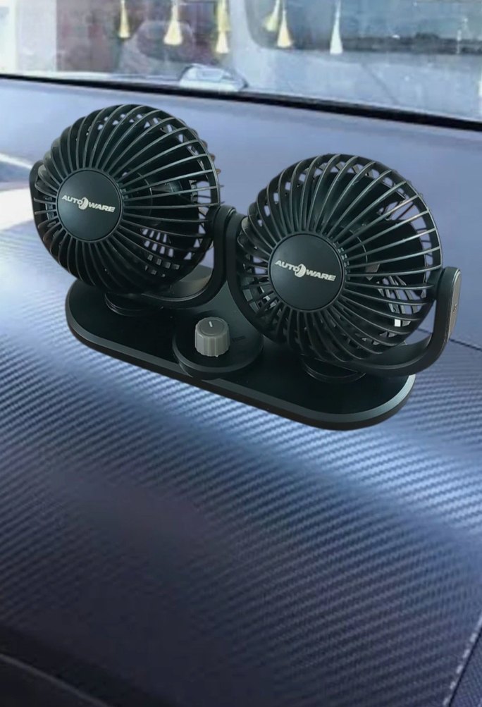 Çift Başlıklı Siyah Masaüstü Vantilatör - Görsel 3