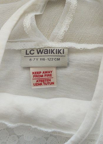 LC Waikiki Kız Çocuk Beyaz Dantel İşlemeli Elbise