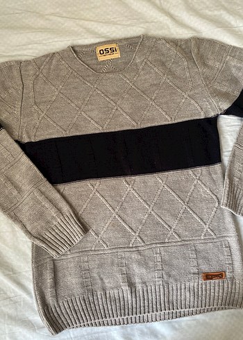 Gri Örgü  Triko Kazak - Görsel 4