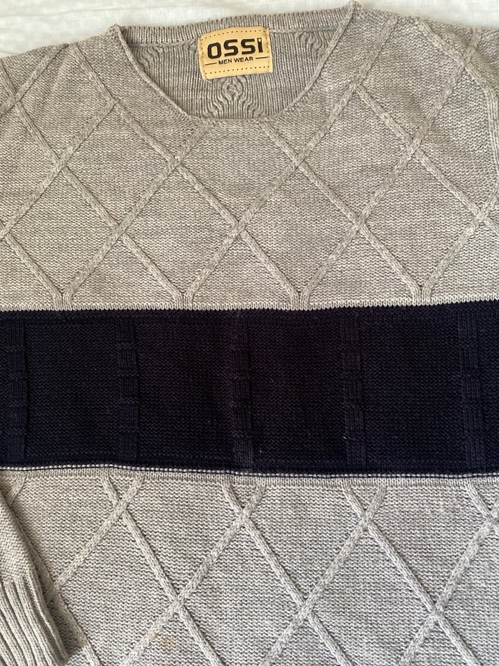 Gri Örgü  Triko Kazak - Görsel 2