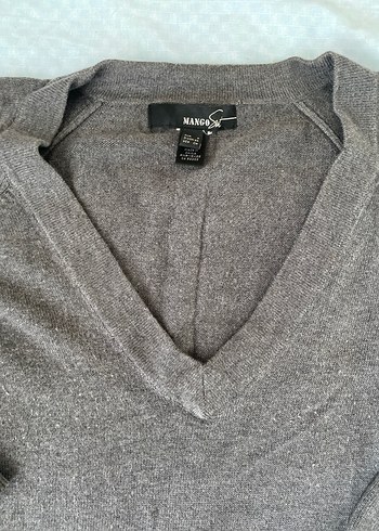 Gri V Yaka Uzun Kollu Triko Kadın Kazak Tunik - Görsel 5