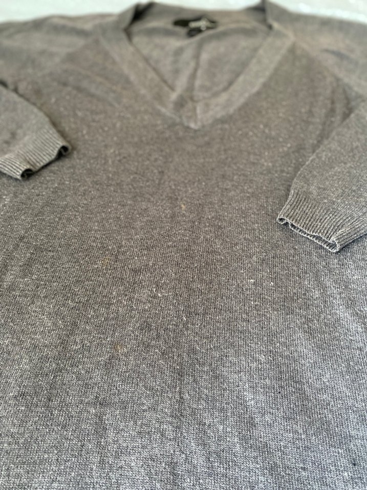 Gri V Yaka Uzun Kollu Triko Kadın Kazak Tunik - Görsel 4