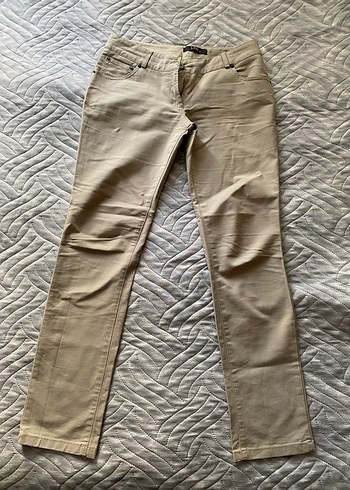 Bej Kadın Keten Kumaş Pantolon - Görsel 4