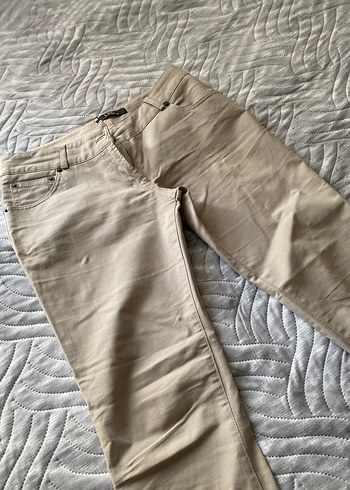 Bej Kadın Keten Kumaş Pantolon - Görsel 2