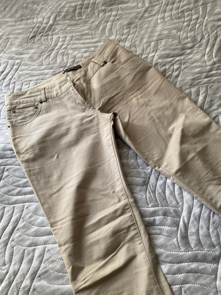 Bej Kadın Keten Kumaş Pantolon - Görsel 2