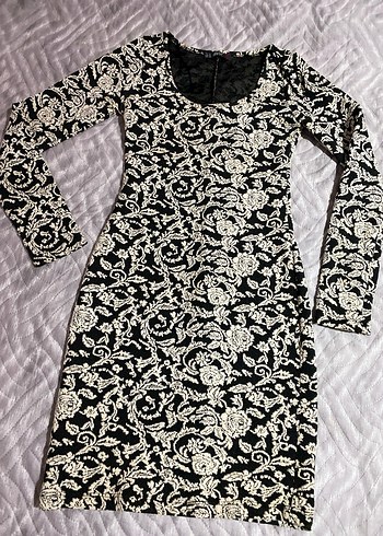 Dilvin Dantel Desenli Uzun Kollu Siyah Kadın Elbise - Görsel 2