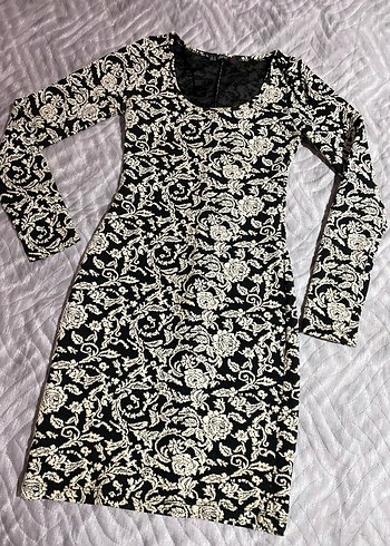 Dilvin Dantel Desenli Uzun Kollu Siyah Kadın Elbise - Görsel 3