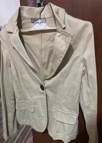 Bej Düğmeli Kadın Blazer Ceket - Görsel 3