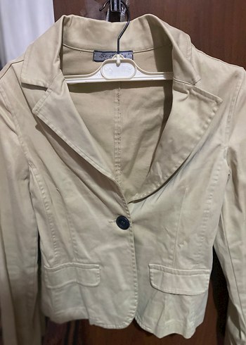 Bej Düğmeli Kadın Blazer Ceket - Görsel 5