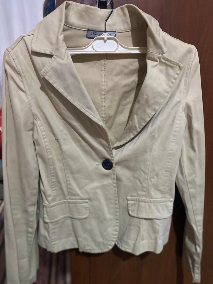 Bej Düğmeli Kadın Blazer Ceket - Görsel 2