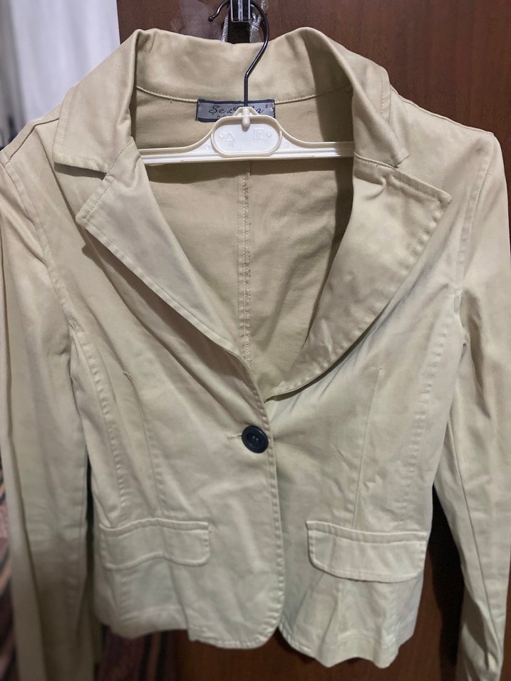 Bej Düğmeli Kadın Blazer Ceket - Görsel 5