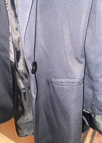 Siyah Kadın Düğmeli Midi Blazer Ceket - Görsel 5