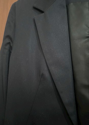 Siyah Kadın Düğmeli Midi Blazer Ceket - Görsel 2