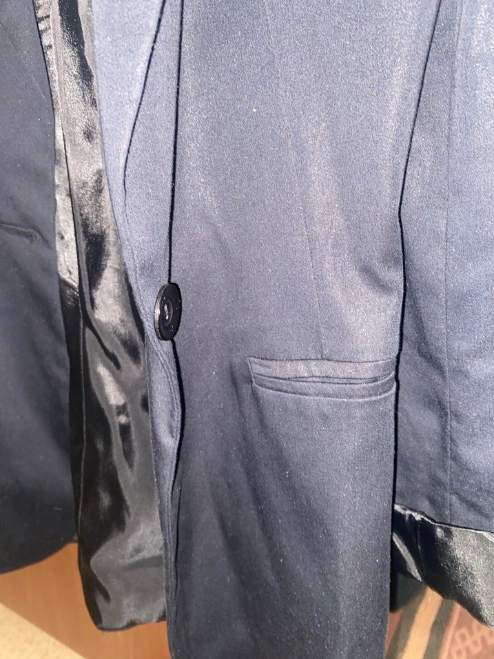 Siyah Kadın Düğmeli Midi Blazer Ceket - Görsel 5