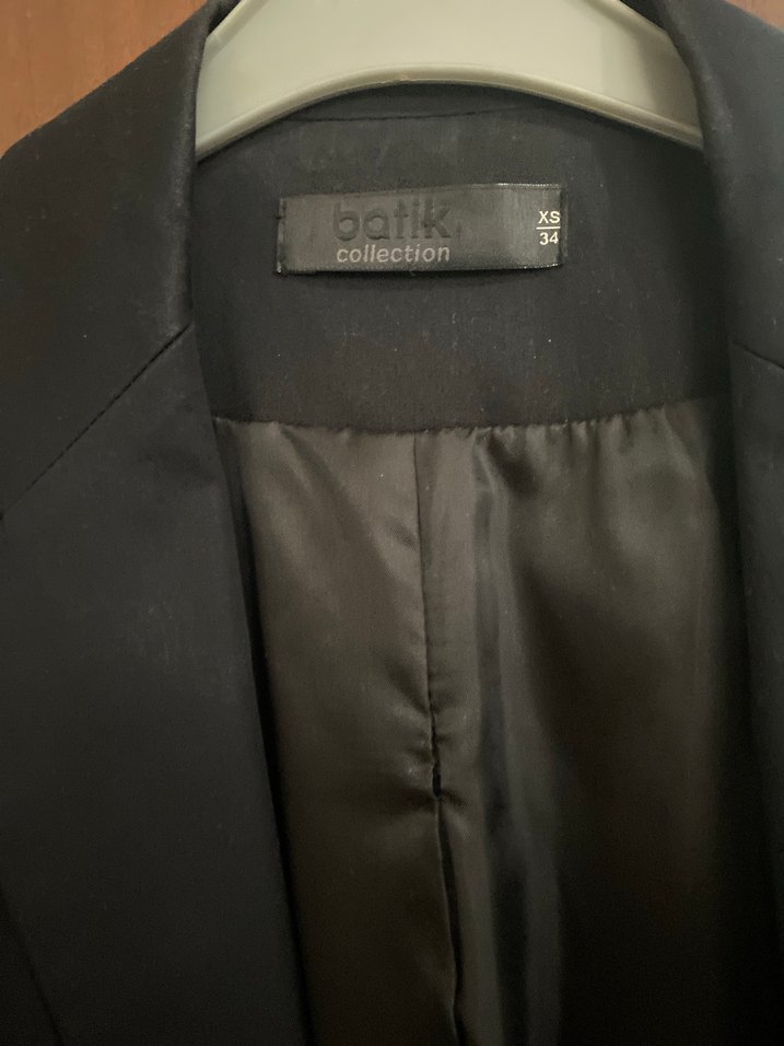 Siyah Kadın Düğmeli Midi Blazer Ceket - Görsel 4