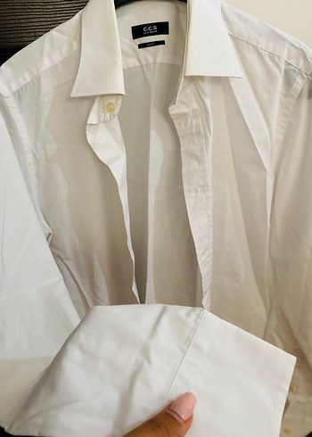l Beden beyaz Renk Ccs Sarar Slim Fit beyaz erkek gömleği