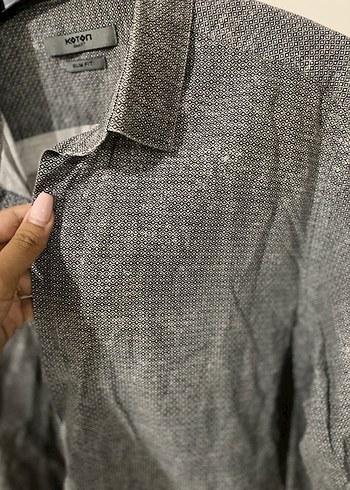 l Beden Koton Slim Fit Erkek Gömlek L Beden Uzun Kollu