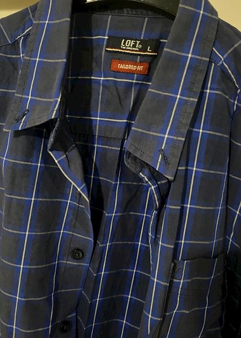 l Beden LOFT Erkek Kareli Gömlek L Beden Tailored Fit Uzun Kollu