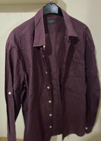 l Beden Colins Bordo Erkek Gömlek L Beden Slim Fit Kıvrılabilir Kol