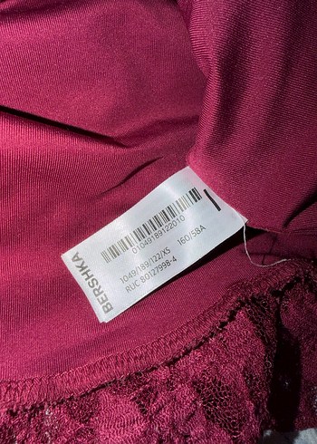 Bordo Güpür Detaylı Straplez Bluz ve Etek Takımı - Görsel 3