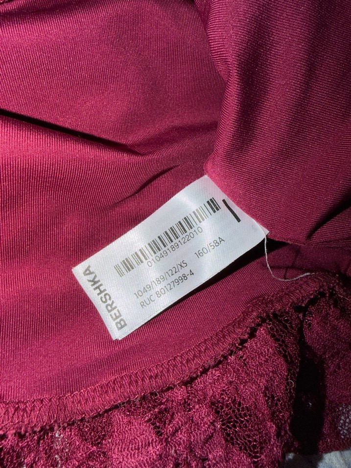 Bordo Güpür Detaylı Straplez Bluz ve Etek Takımı - Görsel 3