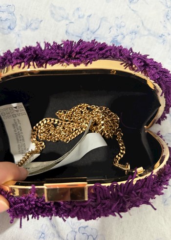 Mor Kürklü Kadın Portföy Çanta - Görsel 2