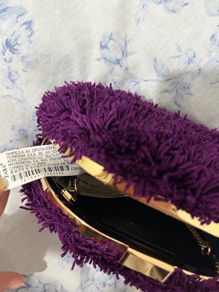 Mor Kürklü Kadın Portföy Çanta - Görsel 3