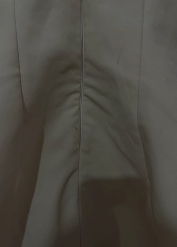 Kemer Detaylı Bej Deri Midi Elbise - Görsel 6