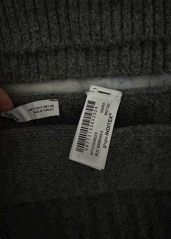 Gri Boğazlı Örgü Kadın Kazak etek takım - Görsel 3