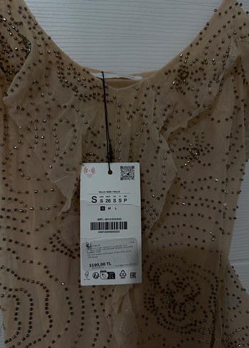 Nakışlı, Fırfırlı Straplez Uzun Elbise - Görsel 4