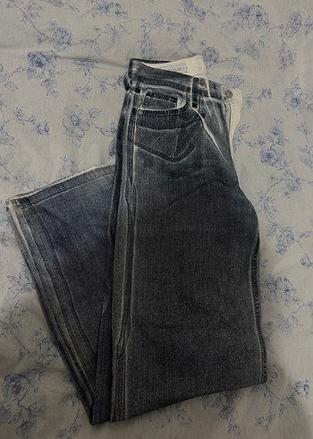 Gri Tie-Dye Salaş Midi Kadın Kot Pantolon - Görsel 3