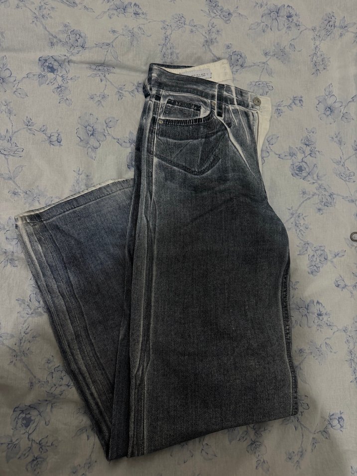 Gri Tie-Dye Salaş Midi Kadın Kot Pantolon - Görsel 3