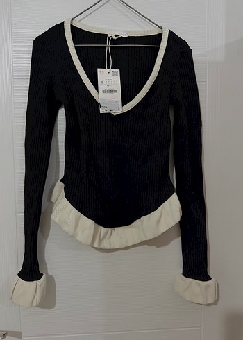 Siyah Triko Uzun Kollu Kadın Kazak - Görsel 2