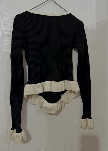 Siyah Triko Uzun Kollu Kadın Kazak - Görsel 4