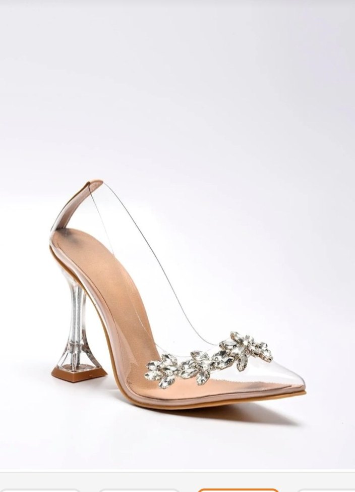 BEYAZ TAŞLI YÜKSEK TOPUKLU KADIN ABİYE AYAKKABI - Görsel 4