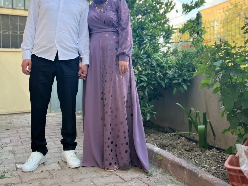 MOR PUANTIYELİ UZUN KADIN ELBİSESİ - Görsel 5