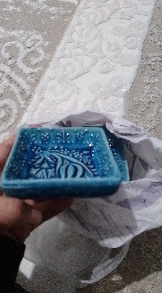 El Yapımı Mavi Seramik Tabak - Görsel 2