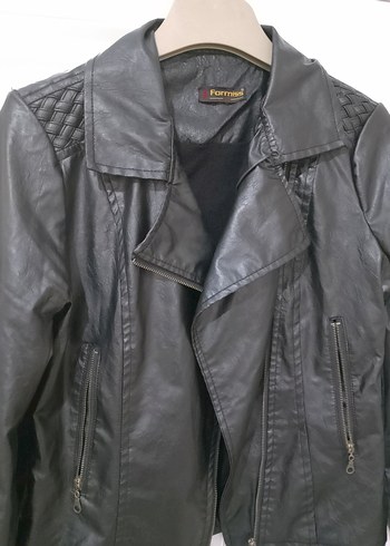 Kadın Siyah Deri Biker Ceket