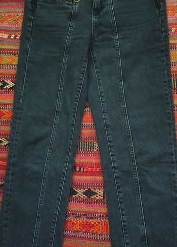 s Beden gri Renk Gri Fermuarlı Kadın Denim Jean