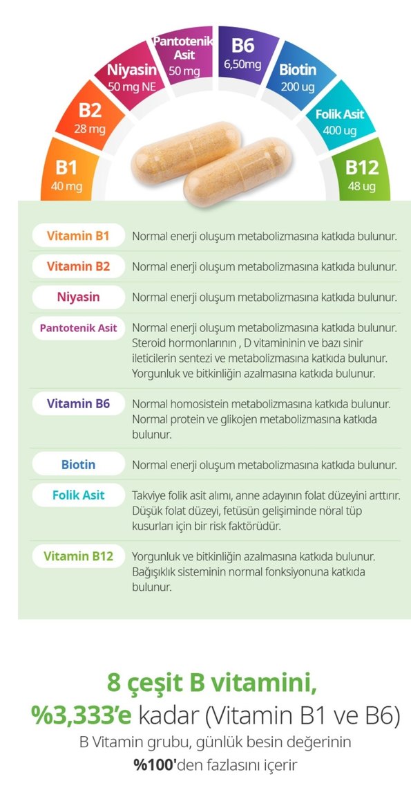 Atomy Vitamin B Kompleksi 90 Kapsül 8 Çeşit B vitamini - Görsel 2