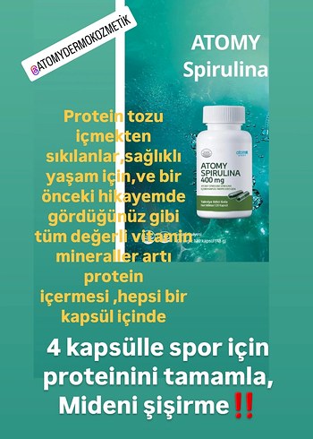 Atomy Spirulina 400 mg 120 Kapsül Takviye Edici Gıda - Görsel 2