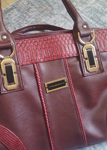 Beden bordo Renk Bordo Deri Kadın Çanta, Klasik Elegans