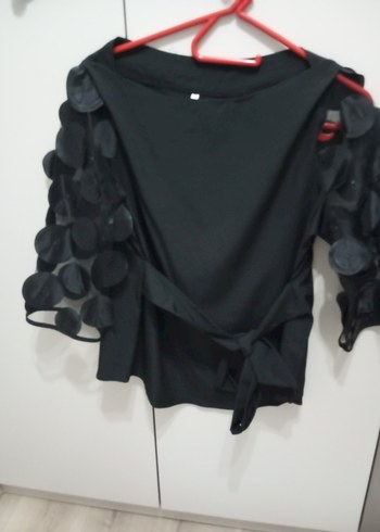 38 Beden Uzun Kollu Siyah Gotik Mini Bluz