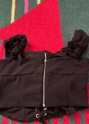 Fırfırlı Siyah  Büstiyer - Görsel 2